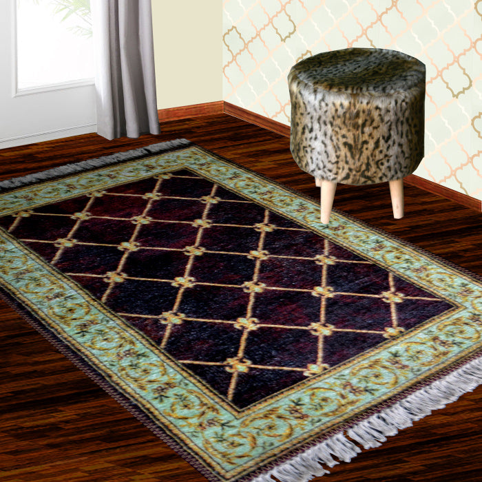 Silk Carpet Persian Design Collection Purple – Living Room Rug – 3×5 Feet (90 x 150 cms)-Avioni