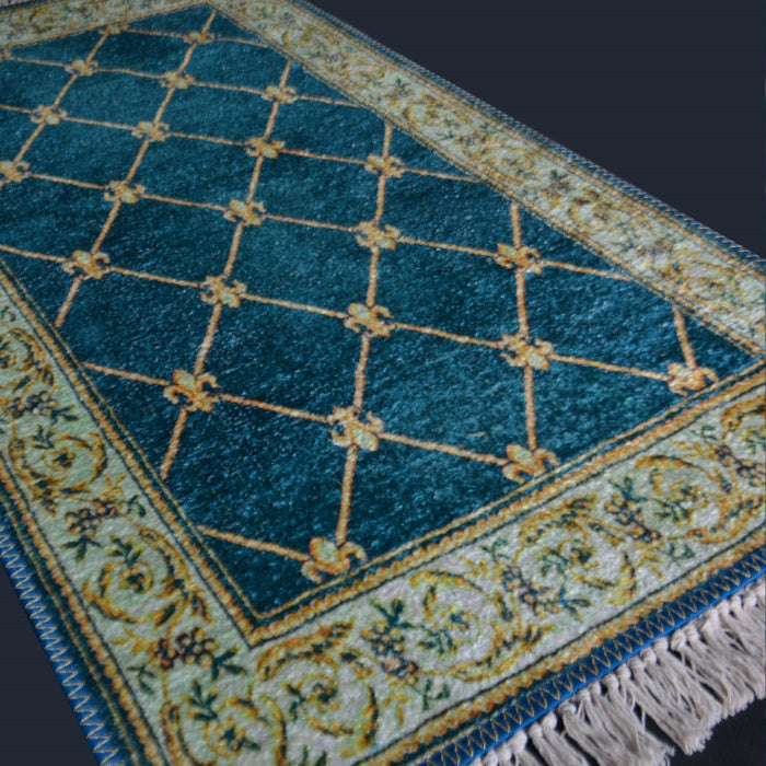 Silk Carpet Persian Design Collection Teal – Living Room Rug – 3×5 Feet (90 x 150 cms)-Avioni