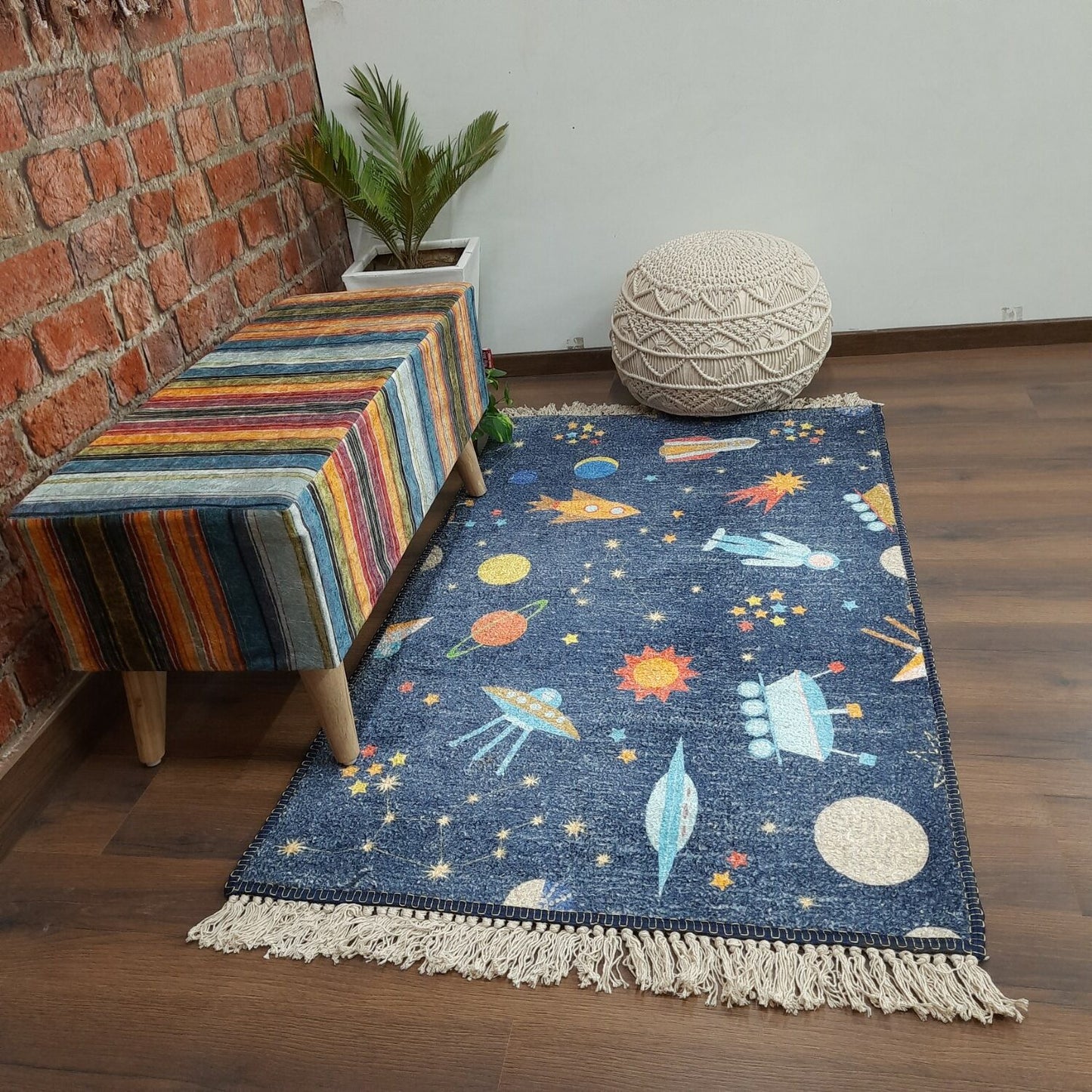 Silk Carpet Kids Collection – Astronauts In Sky Kids Room Rug -Avioni