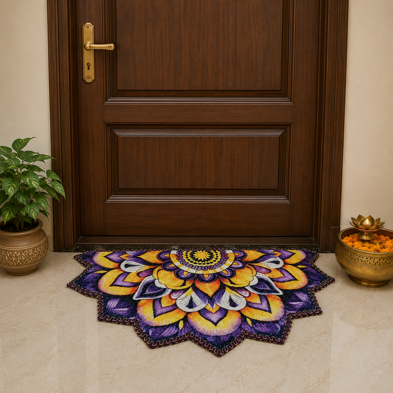 Avioni Home Floor Mats in Beautiful Rangoli Design | Anti Slip, Durable & Washable | Outdoor & Indoor