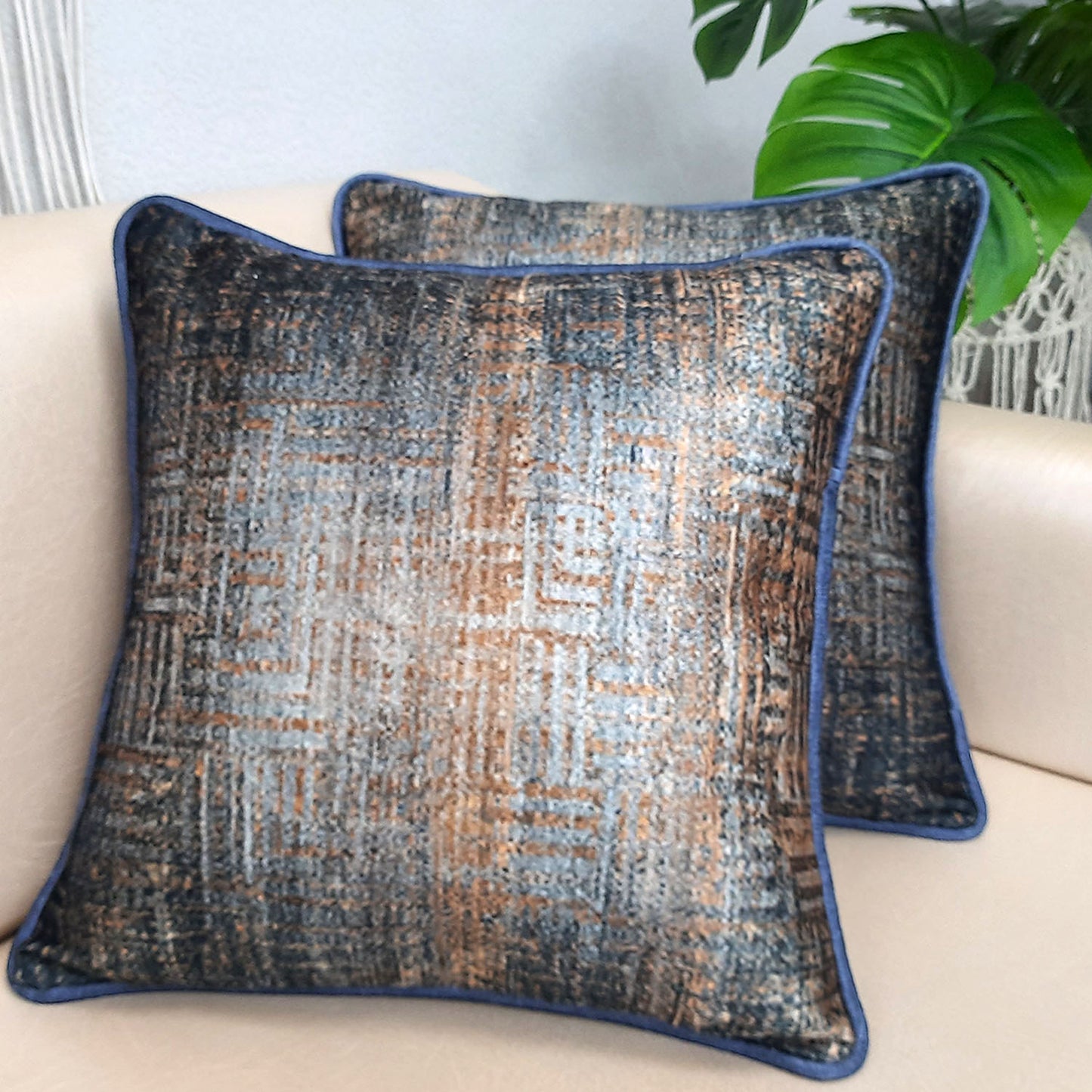 Cushion Cover with Filler – Beautiful Brown Abstract Design – Best Price 40cm x 40cm (~16″ x 16″) – Set of 2