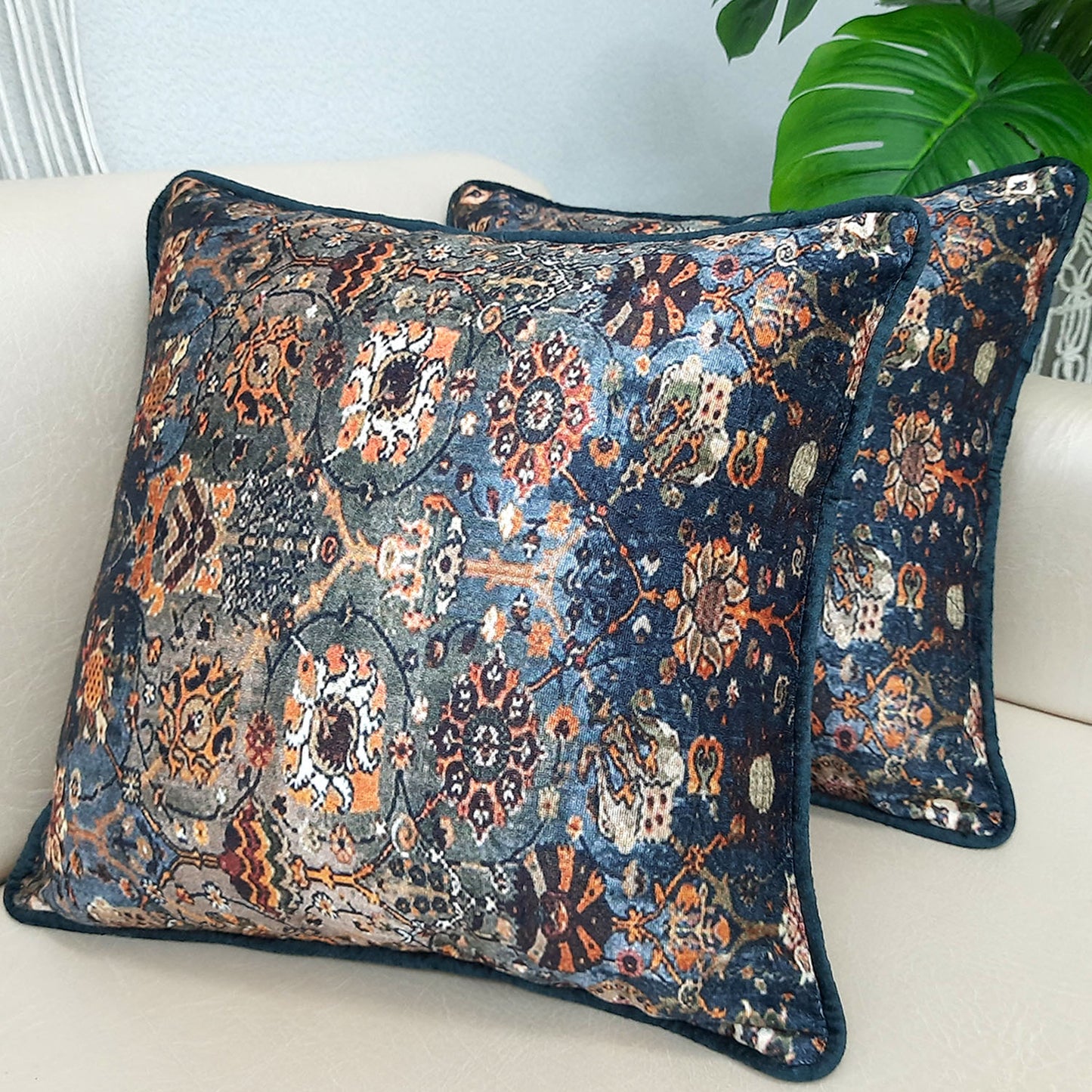 Cushion Cover with Filler – Beautiful Ethnic Design – Best Price 40cm x 40cm (~16″ x 16″) – Set of 2