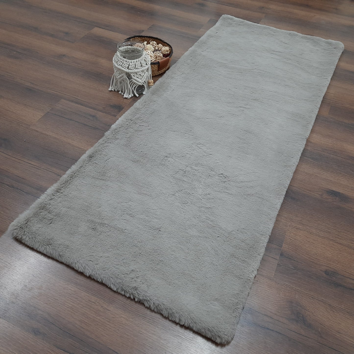 Avioni Ultra Soft Cozy Fluffy Soft Heavy  Rabbit Grey Fur Rug –Grey- Easily Hand Washable – Bedside/Hallway/Pooja Room- 60X150cm