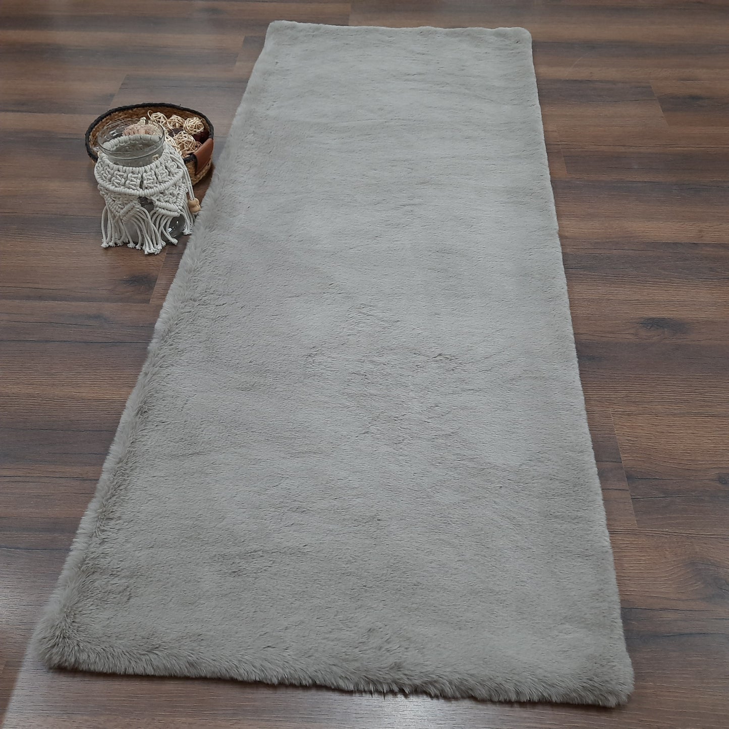 Avioni Ultra Soft Cozy Fluffy Soft Heavy  Rabbit Grey Fur Rug –Grey- Easily Hand Washable – Bedside/Hallway/Pooja Room- 60X150cm