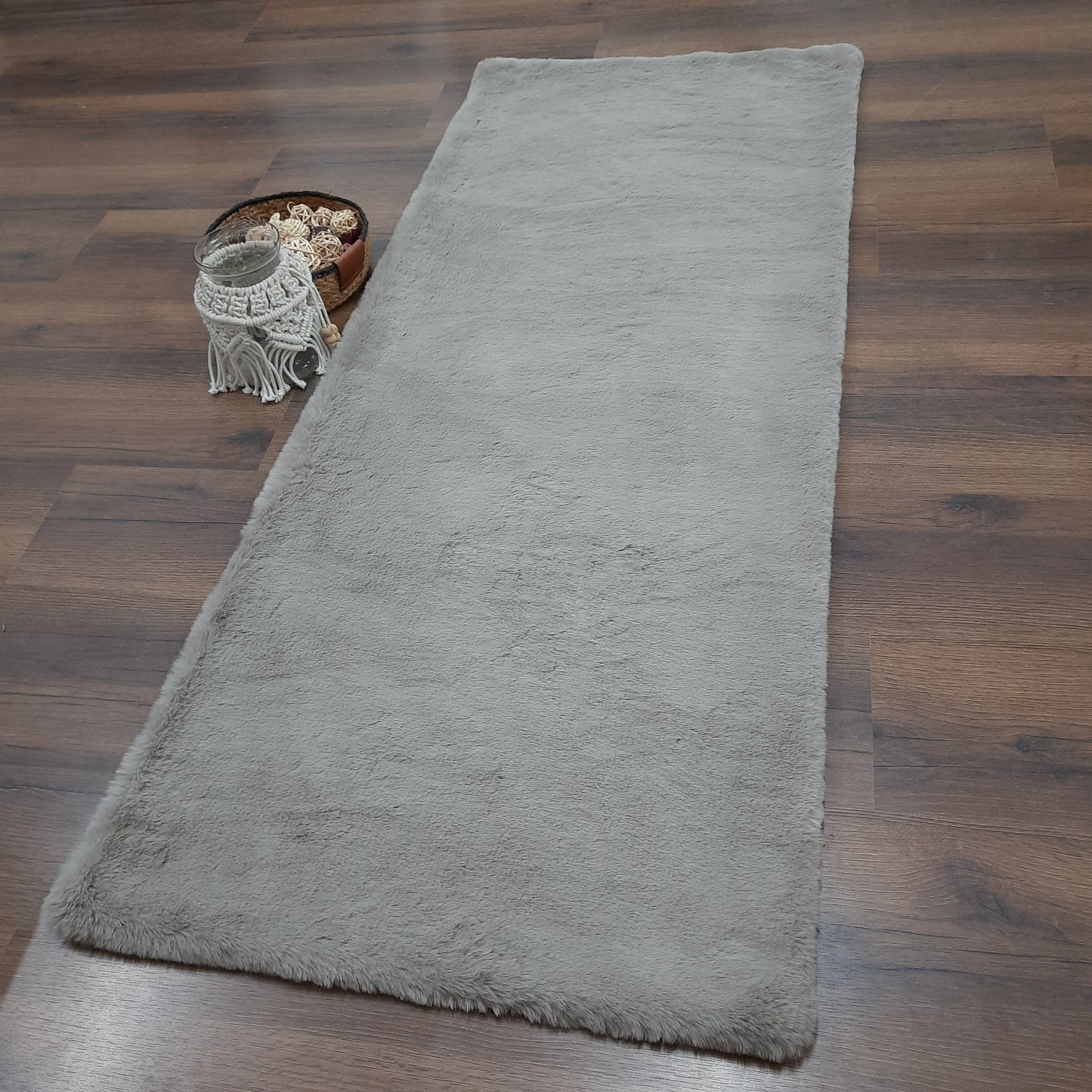 Avioni Ultra Soft Cozy Fluffy Soft Heavy  Rabbit Grey Fur Rug –Grey- Easily Hand Washable – Bedside/Hallway/Pooja Room- 60X150cm