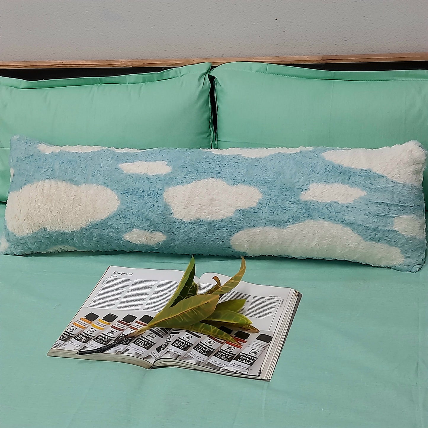 Avioni Soft Fluffy Plush Faux Fur CozyChic Cuddle Pillow| Clouds in Sky design |40 x 13 inches (100 x 33 cms)
