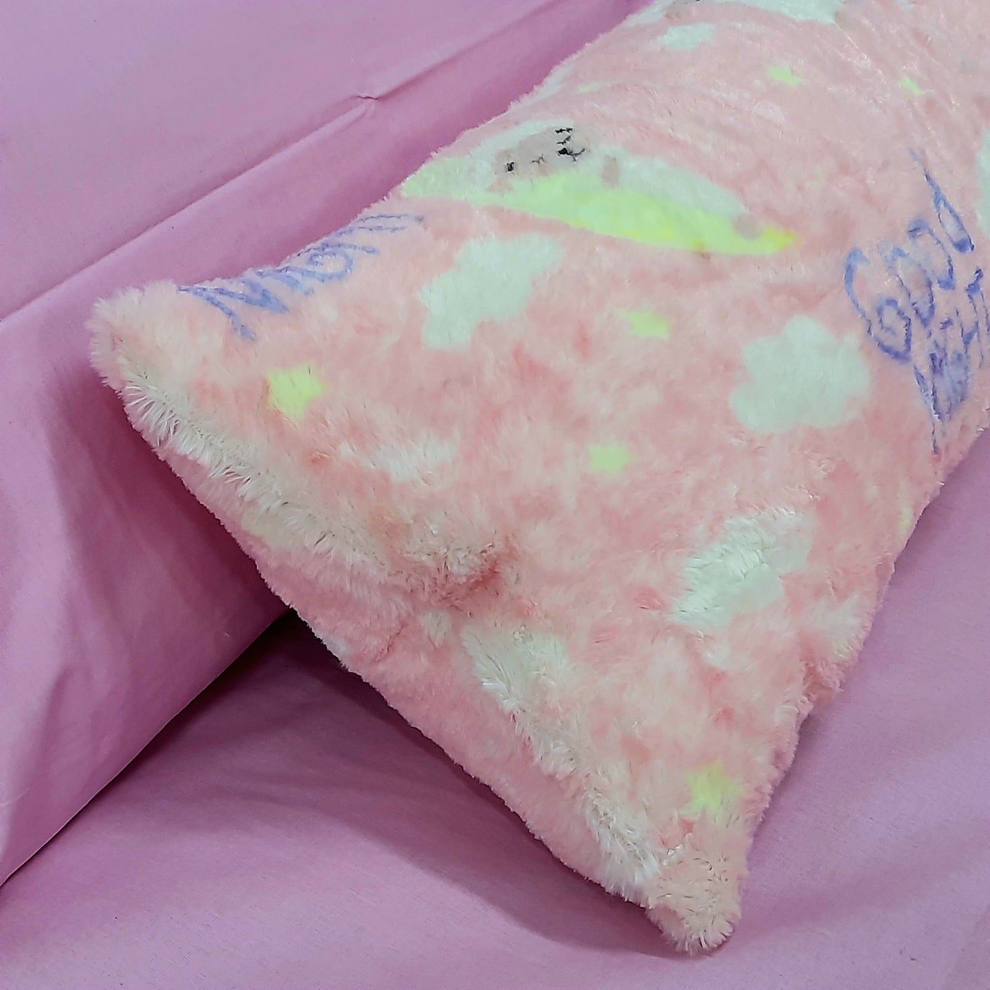 Avioni Soft Fluffy Plush Faux Fur CozyChic Cuddle Pillow|  Beautiful Pink Design | 40 x 13 inches (100 x 33 cms)