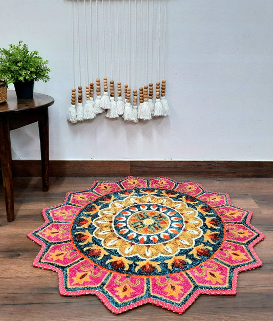 Avioni Home Floor Mats in Beautiful Traditional Rangoli Colors | Anti Slip, Durable & Washable | Outdoor & Indoor