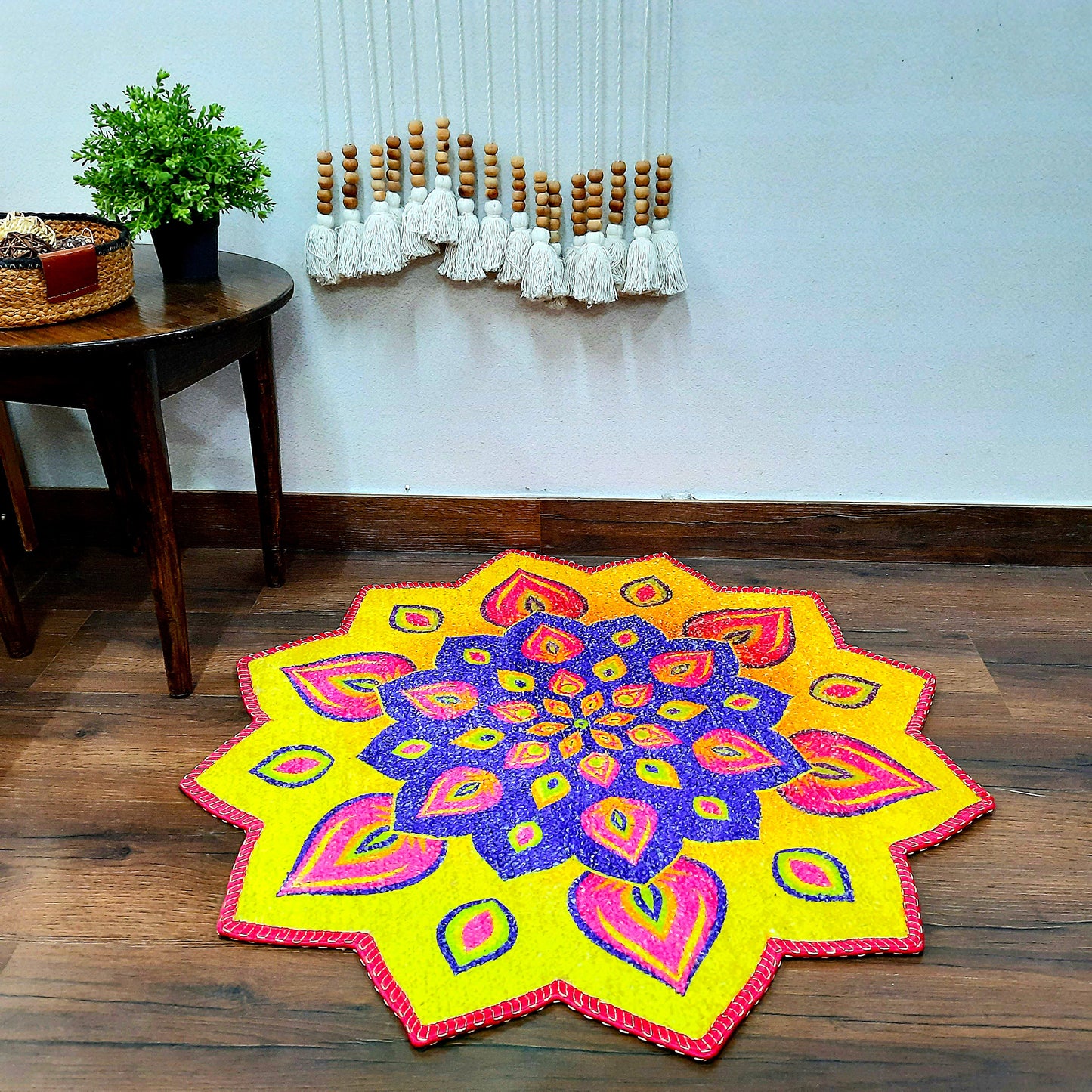 Avioni Home Carpets in Beautiful Rangoli Petals Design | Durable & Washable | Outdoor & Indoor