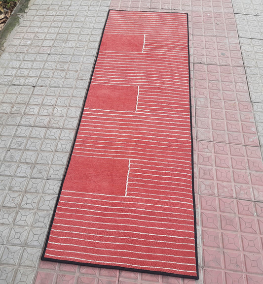 Avioni Luxury Soft Premium Chenille Stripe -Pastel Red- Yoga Mat 55cm x 175 cm(~2×5.7 Feet)