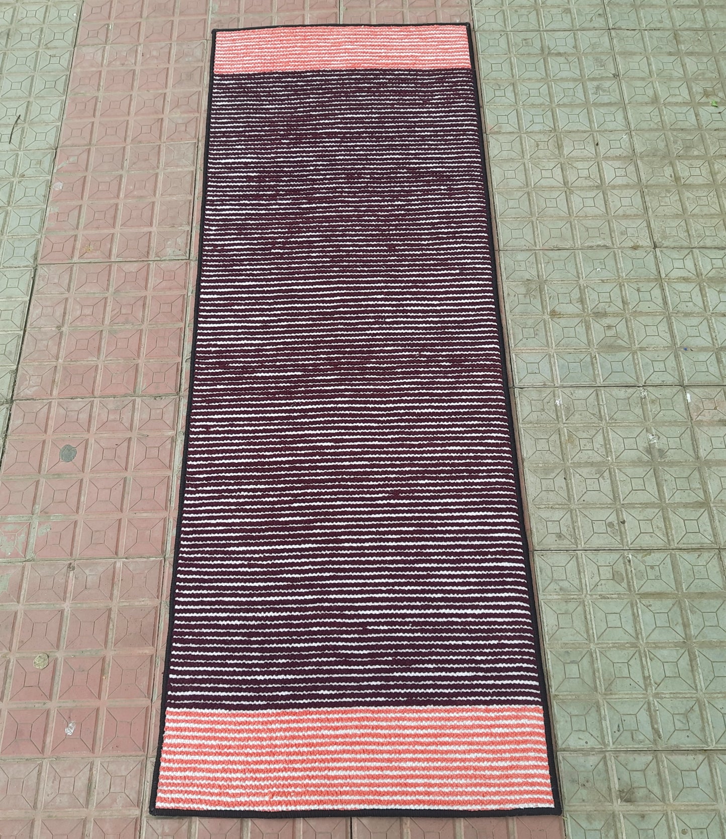 Avioni Luxury Soft Premium Chenille Stripe -Purple & Pink- Yoga Mat 60cm x 180cm (~2×5.5 Feet)