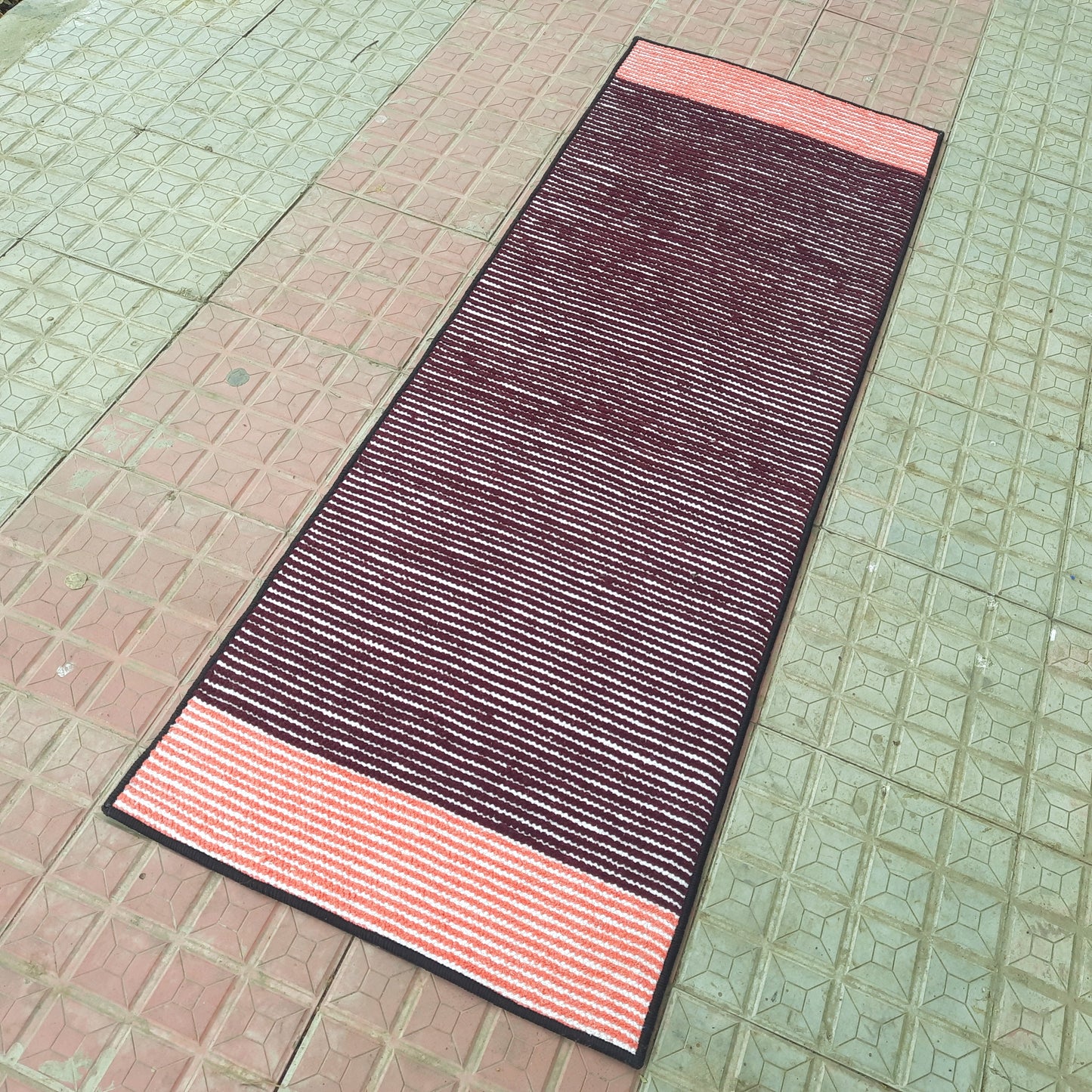 Avioni Luxury Soft Premium Chenille Stripe -Purple & Pink- Yoga Mat 60cm x 180cm (~2×5.5 Feet)
