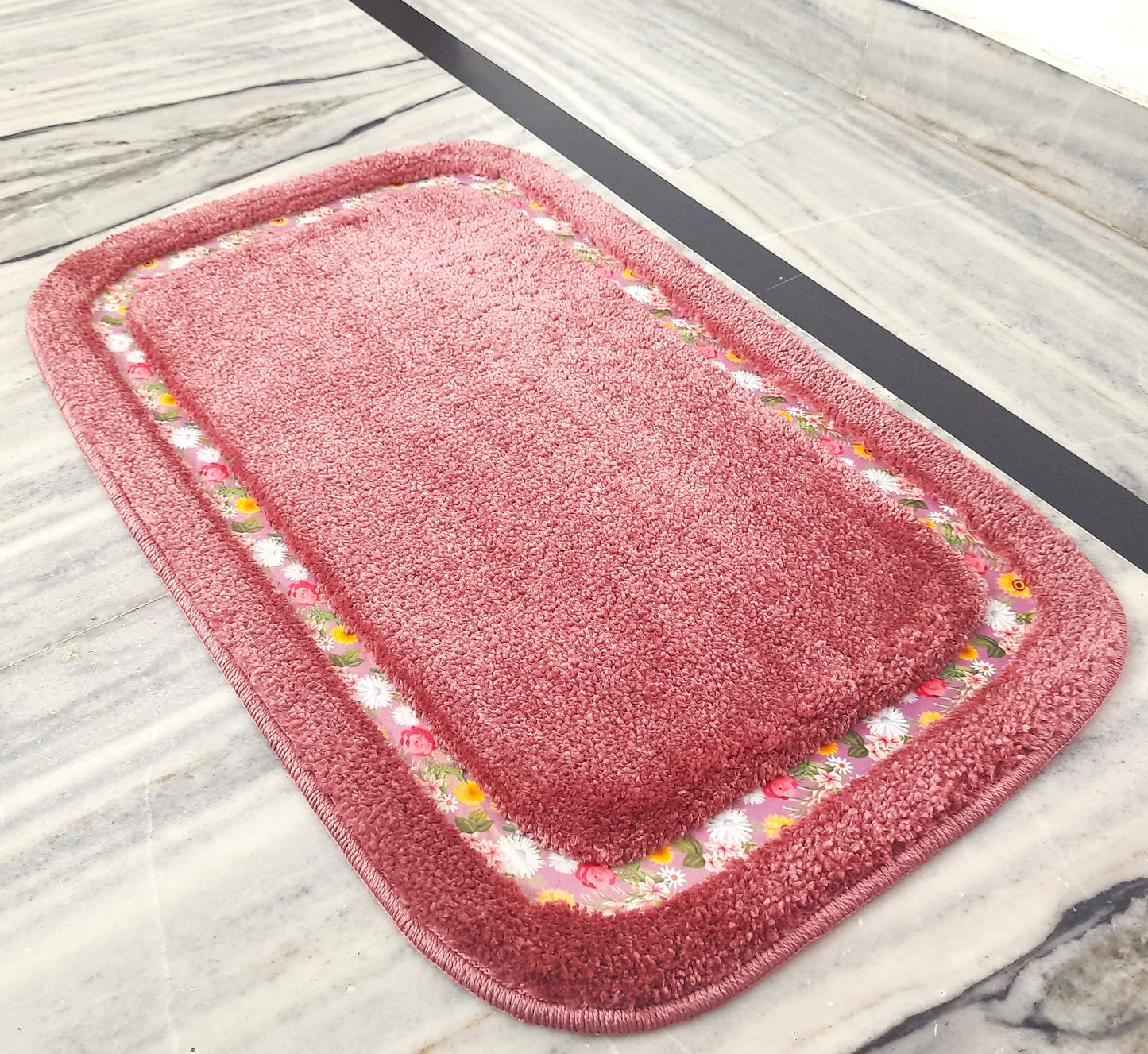 Avioni Home| Rectangle Large Floormat Collection | Soft Shaggy Rectangle Shape Floor Mat /Door Mat | Bloom Blush | Fluffy & 10mm Thick Mat | 45 x 75 CM