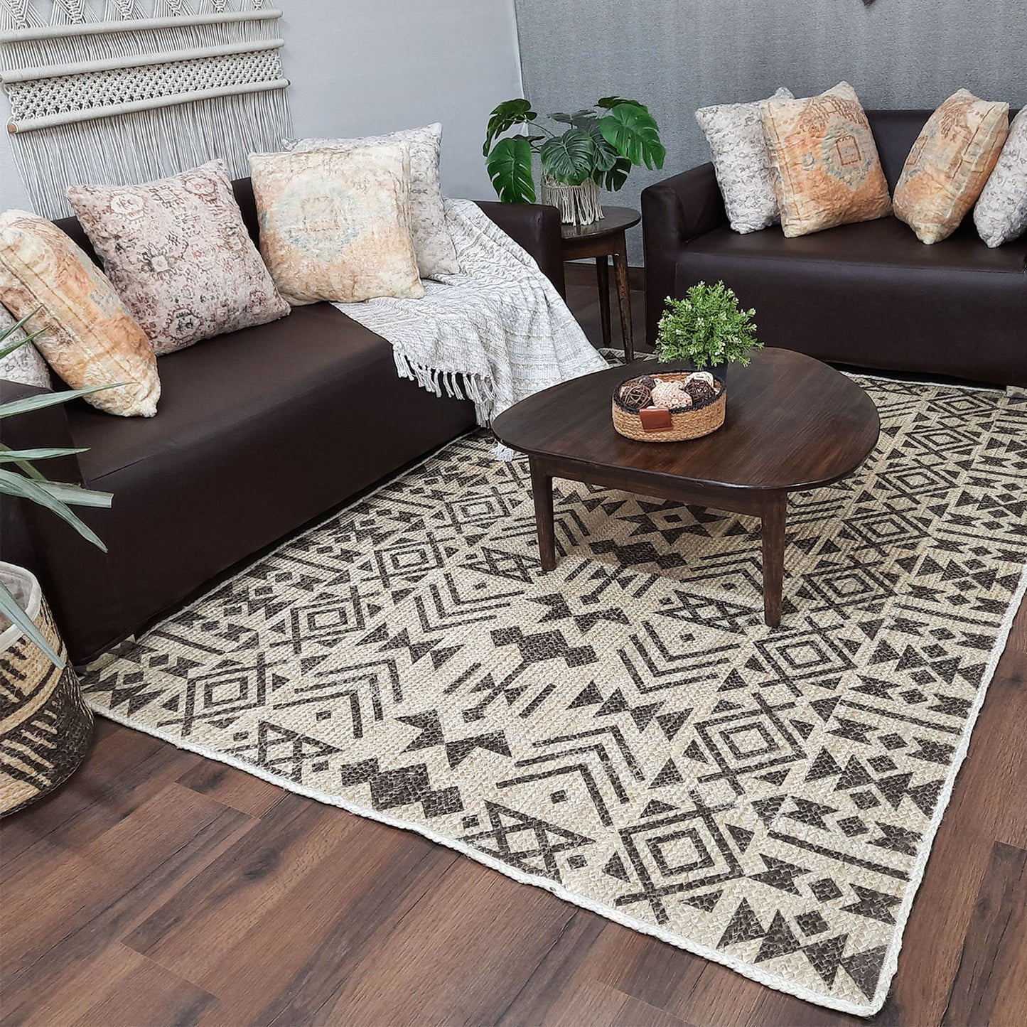 Avioni Home Kilim-Inspired Jute Carpet for Living Room