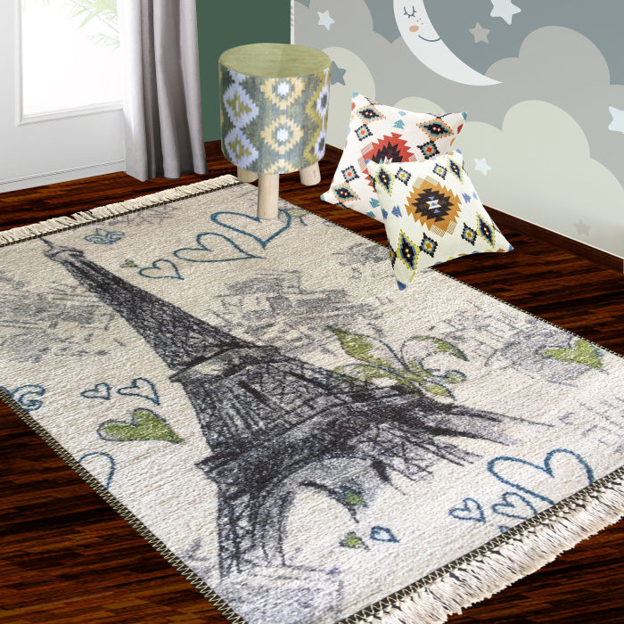 Silk Carpet Kids Collection – Eiffel Tower In Kids Room Rug -Avioni