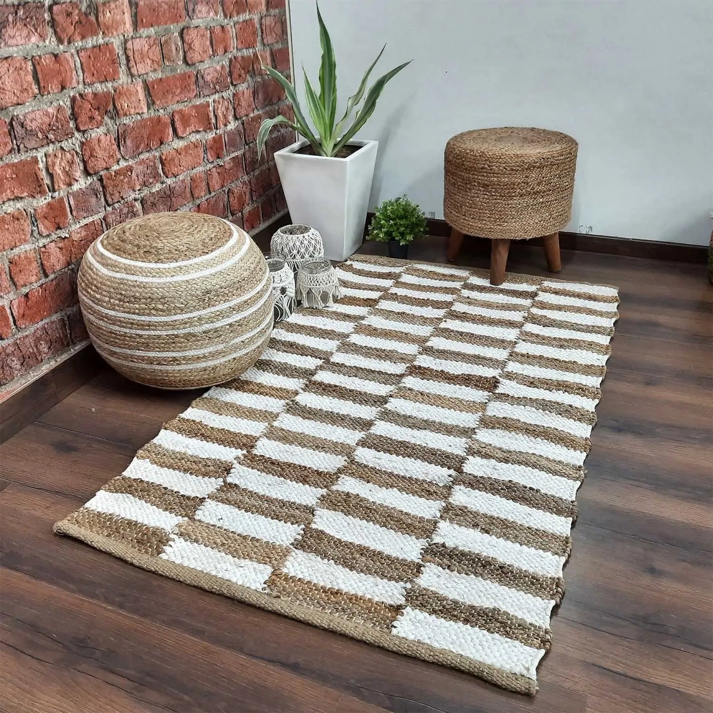 Avioni Woven Jute And Cotton Carpets -Nova Collection -premium Look-Multiple Sizes