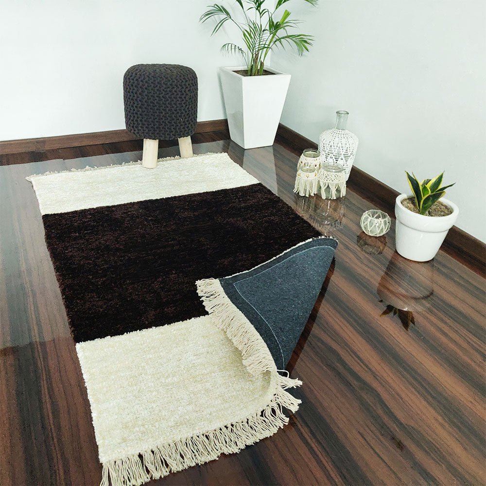 Avioni Carpets for Living Room – Neo Modern Collection Brown-White Carpet/Rug – 90cm x 150cm (~3×5 Feet)