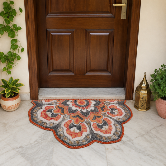 Avioni Home Floor Mats in Beautiful Rangoli Modern Petals Design | Anti Slip, Durable & Washable | Outdoor & Indoor