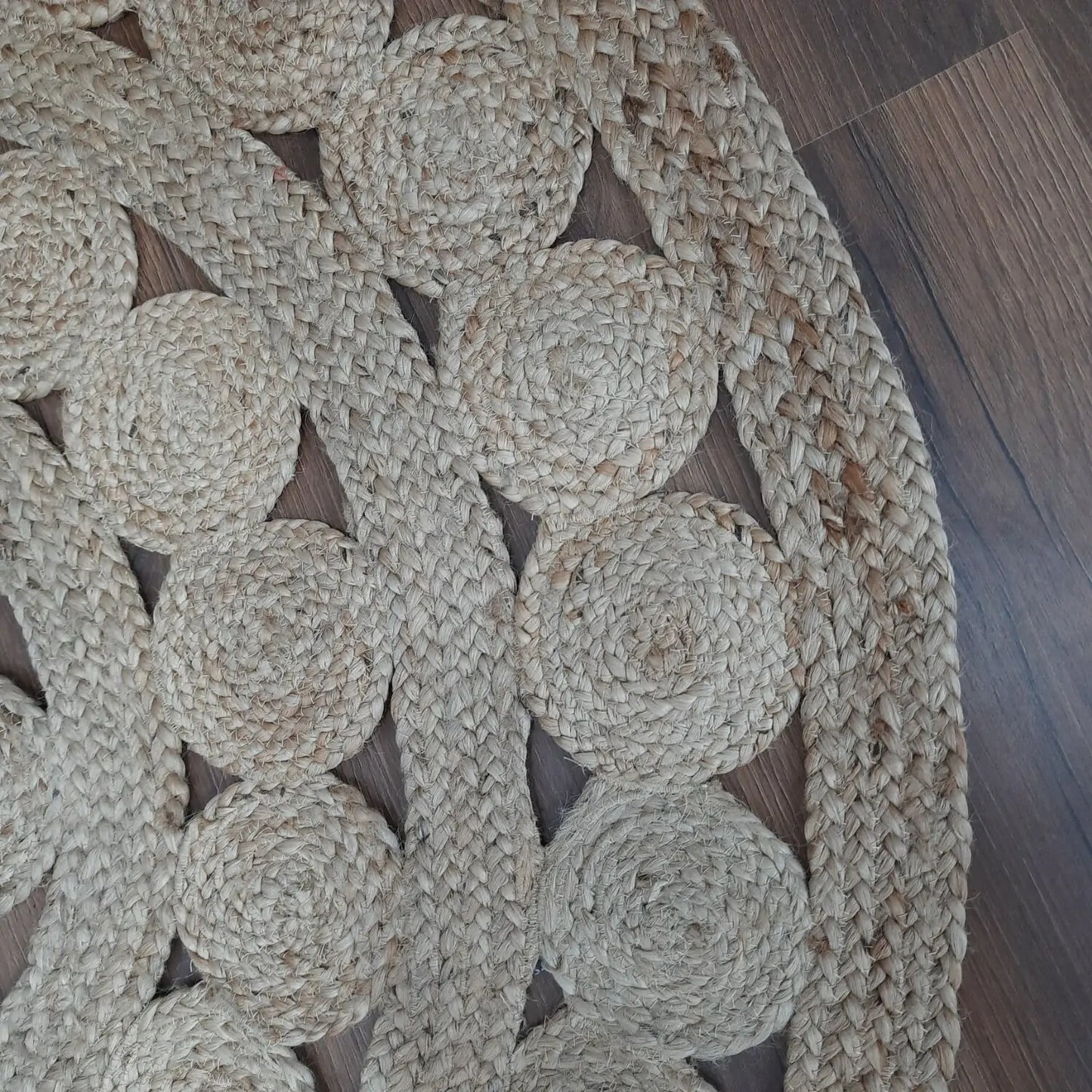 Avioni Natural Jute With Small Circles Braided Carpet Eco Friendly- Boho Collection-Multiple Sizes