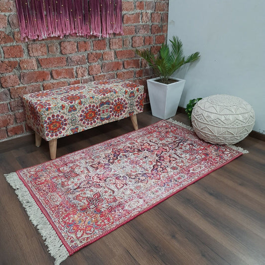 Avioni Faux Silk Carpet – Neo Persian Collection Ethnic Red