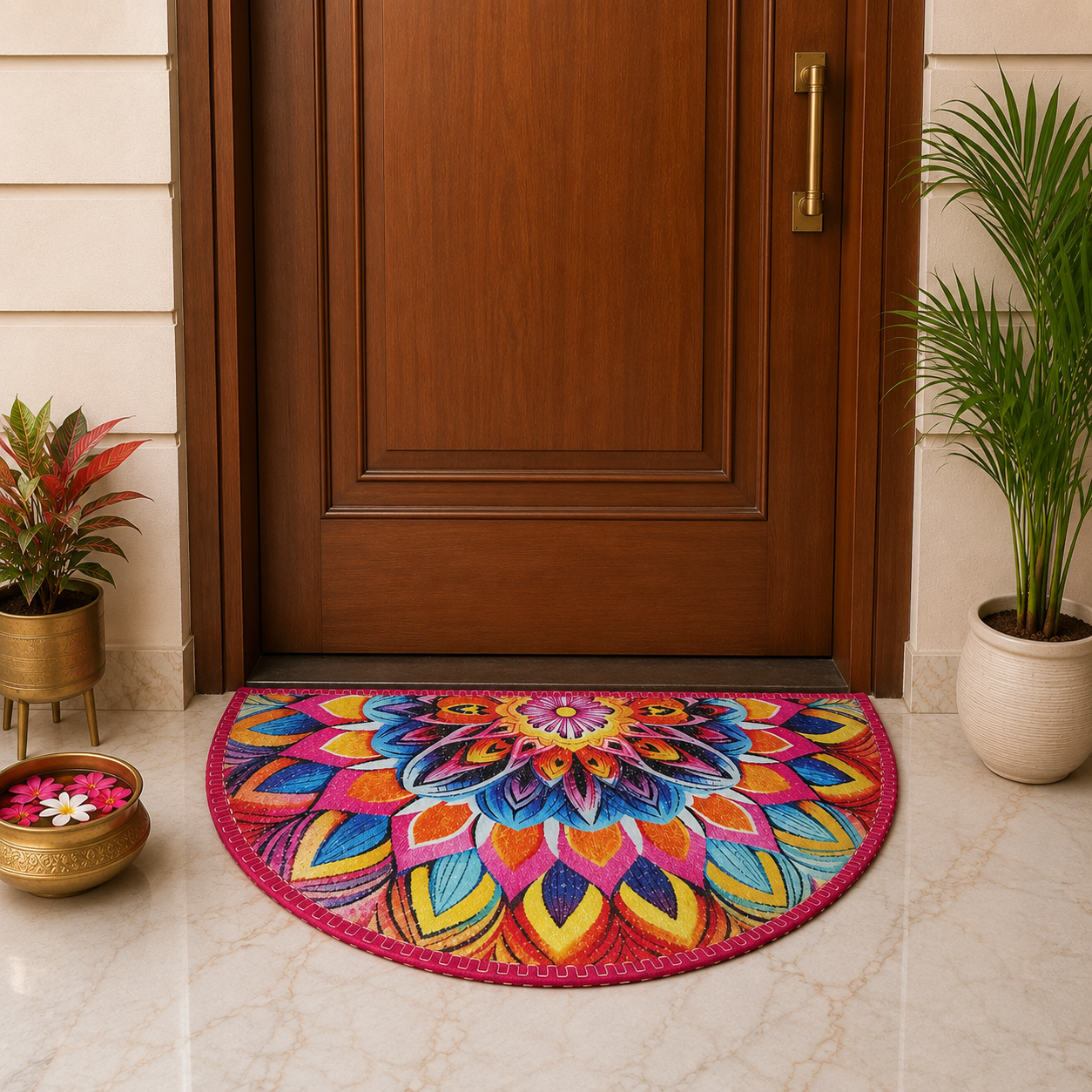 Avioni Home Floor Mats in Beautiful Rangoli Design | Anti Slip, Durable & Washable | Outdoor & Indoor