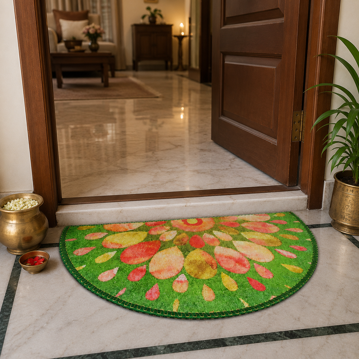 Avioni Home Floor Mats in Beautiful Rangoli Design | Anti Slip, Durable & Washable | Outdoor & Indoor