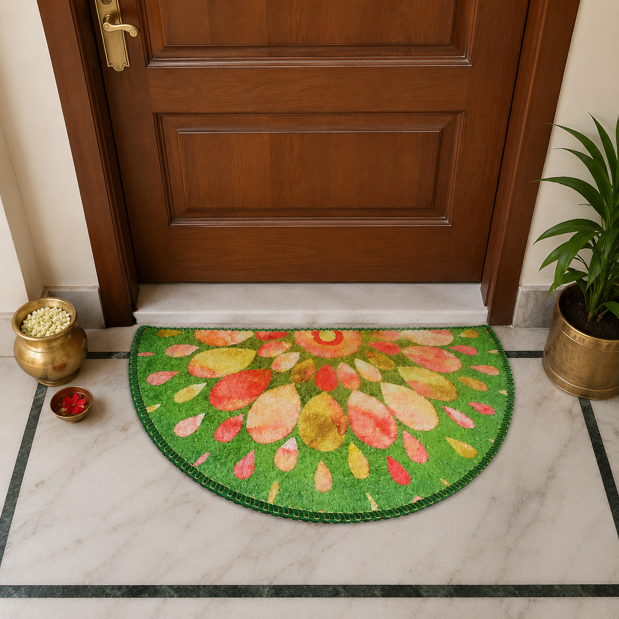 Avioni Home Floor Mats in Beautiful Rangoli Design | Anti Slip, Durable & Washable | Outdoor & Indoor
