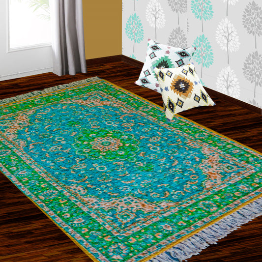 Silk Carpet Persian Design Collection Green – Living Room Rug-Avioni