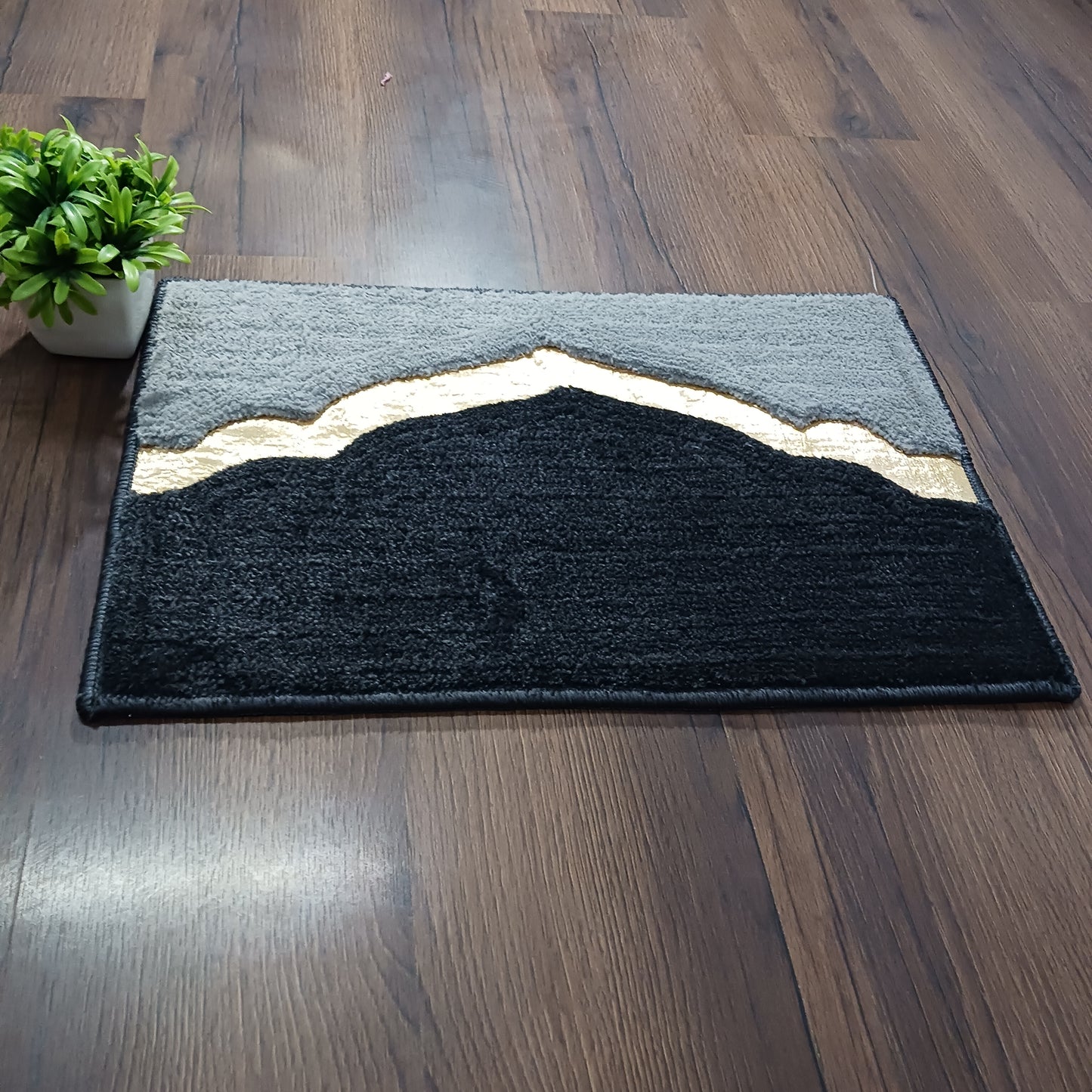 Avioni Desire Collection | Luxury Golden Touch Aqua-Black Mahal  Floor Mat |  Soft And Plush Handmade Door Mats / BathMats -40x60 cms