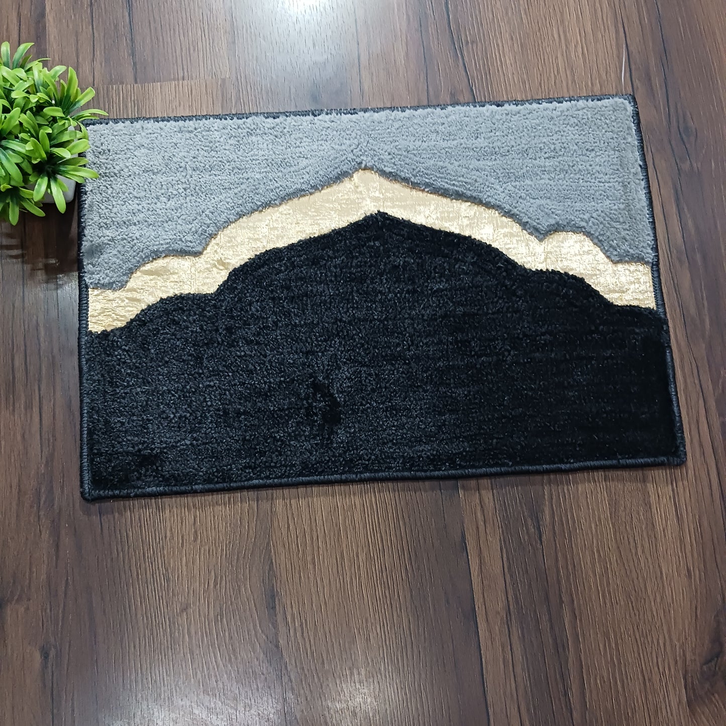 Avioni Desire Collection | Luxury Golden Touch Aqua-Black Mahal  Floor Mat |  Soft And Plush Handmade Door Mats / BathMats -40x60 cms