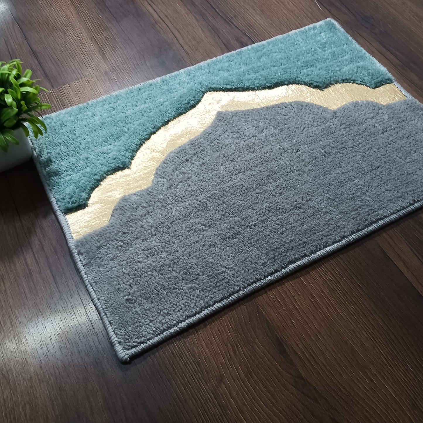 Avioni Desire Collection | Luxury Golden Touch Aqua Mahal  Floor Mat |  Soft And Plush Handmade Door Mats / BathMats -40x60 cms