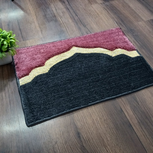 Avioni Desire Collection | Luxury Golden Touch Pink-Black Mahal  Floor Mat |  Soft And Plush Handmade Door Mats / BathMats -40x60 cms