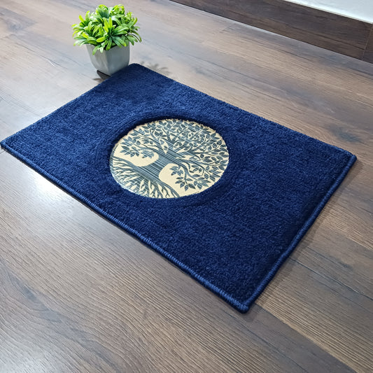 Avioni Desire Collection | Luxury Golden Touch  Blue Tree Floor Mat |  Soft And Plush Handmade Door Mats / BathMats -40x60 cms