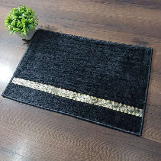 Avioni Desire Collection | Luxury Golden TouchBlack Gold Line Floor Mat |  Soft And Plush Handmade Door Mats / BathMats -40x60 cms