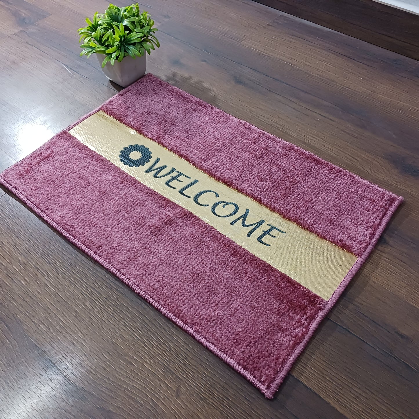 Avioni Desire Collection | Luxury Golden Touch Blush Pink Floor Mat |  Soft And Plush Handmade Door Mats / BathMats -40x60 cms