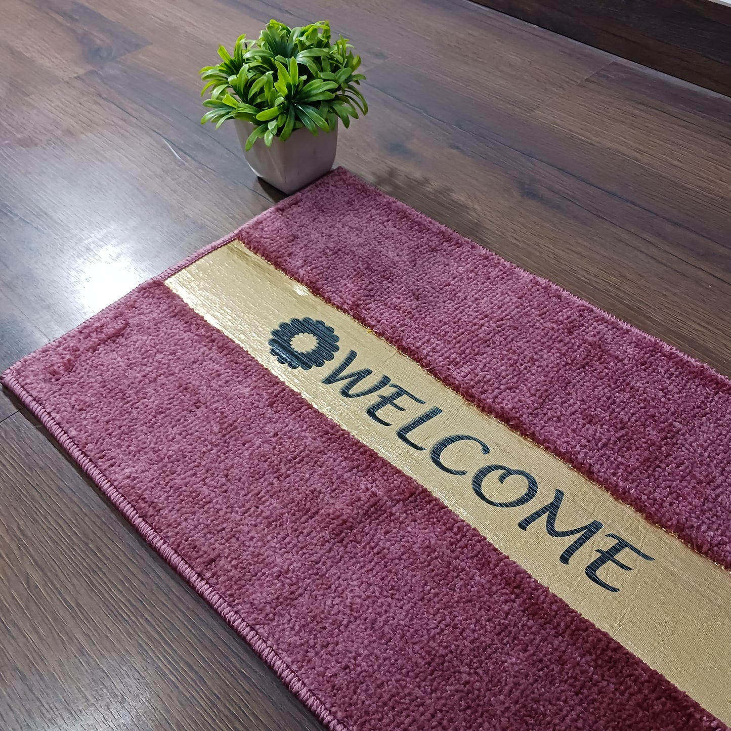 Avioni Desire Collection | Luxury Golden Touch Blush Pink Floor Mat |  Soft And Plush Handmade Door Mats / BathMats -40x60 cms