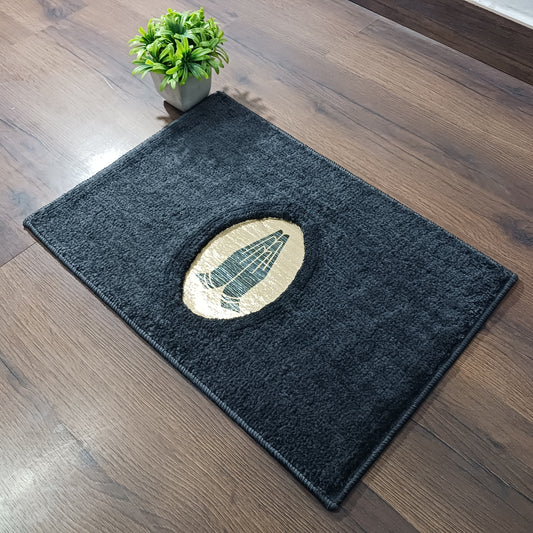 Avioni Desire Collection | Luxury Golden Touch  Black Namaste Floor Mat |  Soft And Plush Handmade Door Mats / BathMats -40x60 cms