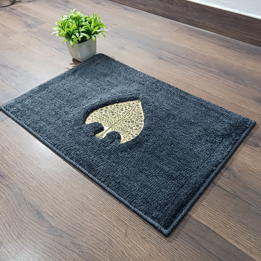 Avioni Desire Collection | Luxury Golden Touch Black FamilyTree Floor Mat |  Soft And Plush Handmade Door Mats / BathMats -40x60 cms