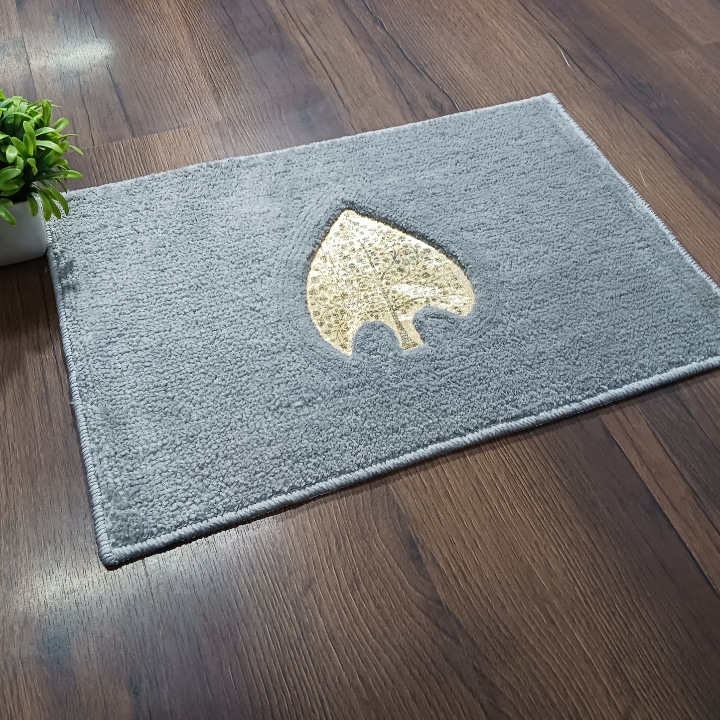 Avioni Desire Collection | Luxury Golden Touch Light Grey Family Tree Floor Mat |  Soft And Plush Handmade Door Mats / BathMats -40x60 cms
