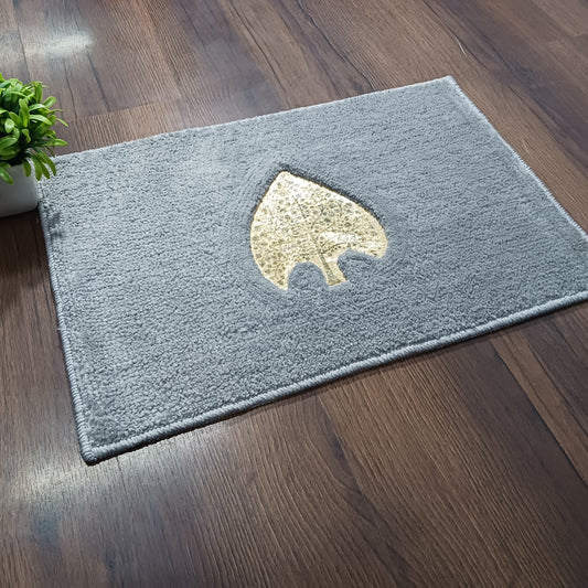 Avioni Desire Collection | Luxury Golden Touch Light Grey Family Tree Floor Mat |  Soft And Plush Handmade Door Mats / BathMats -40x60 cms