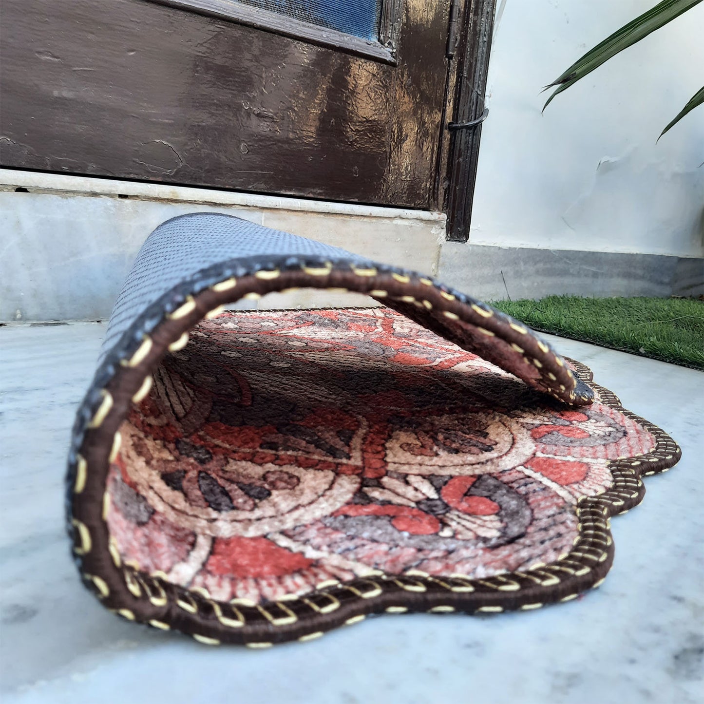 Avioni Home Floor Mats in Beautiful Rangoli Brown Design | Anti Slip, Durable & Washable | Outdoor & Indoor