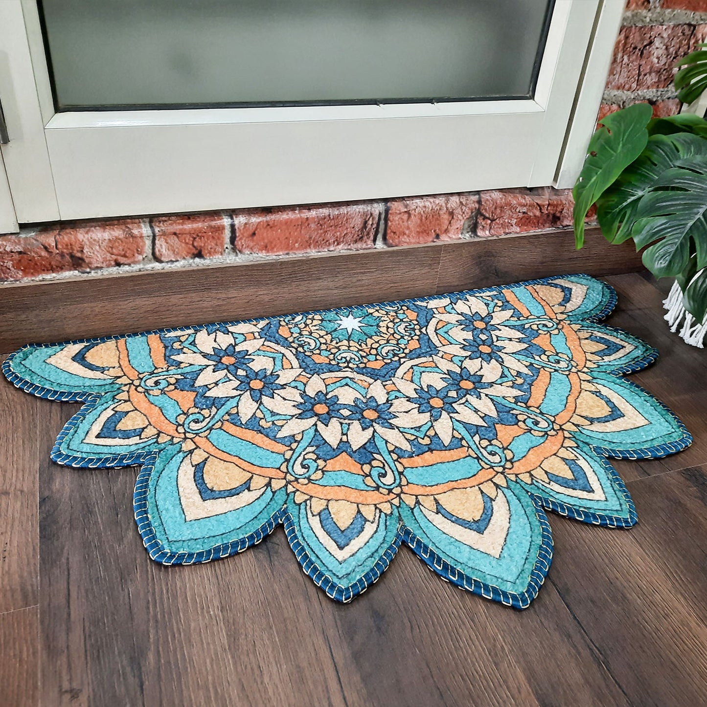 Avioni Home Floor Mats in Beautiful Traditional Rangoli Cutout Design | Anti Slip, Durable & Washable | Outdoor & Indoor