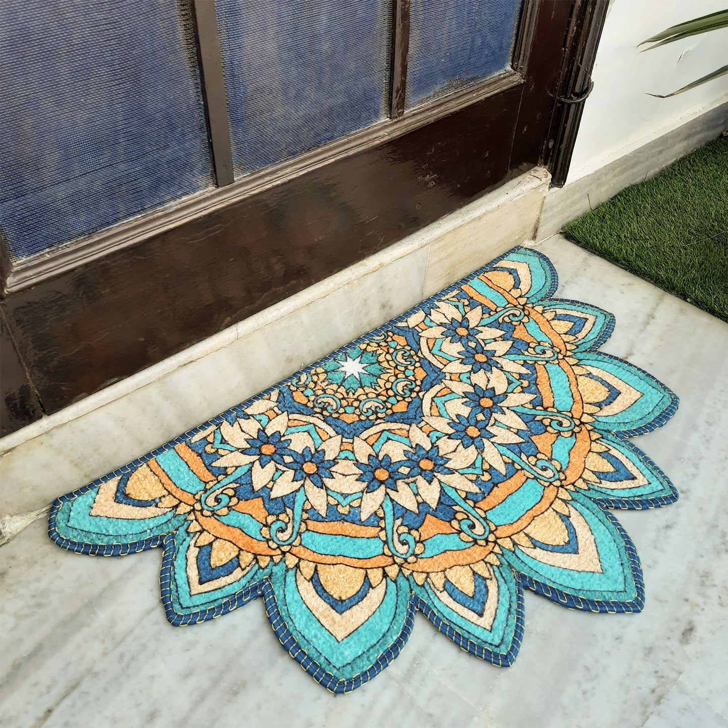 Avioni Home Floor Mats in Beautiful Traditional Rangoli Cutout Design | Anti Slip, Durable & Washable | Outdoor & Indoor