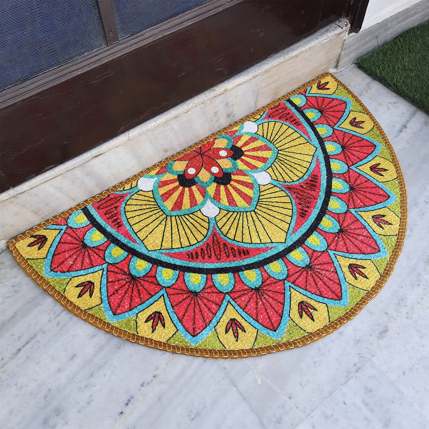 Avioni Home Floor Mats in Beautiful Traditional Rangoli Design | Anti Slip, Durable & Washable | Outdoor & Indoor