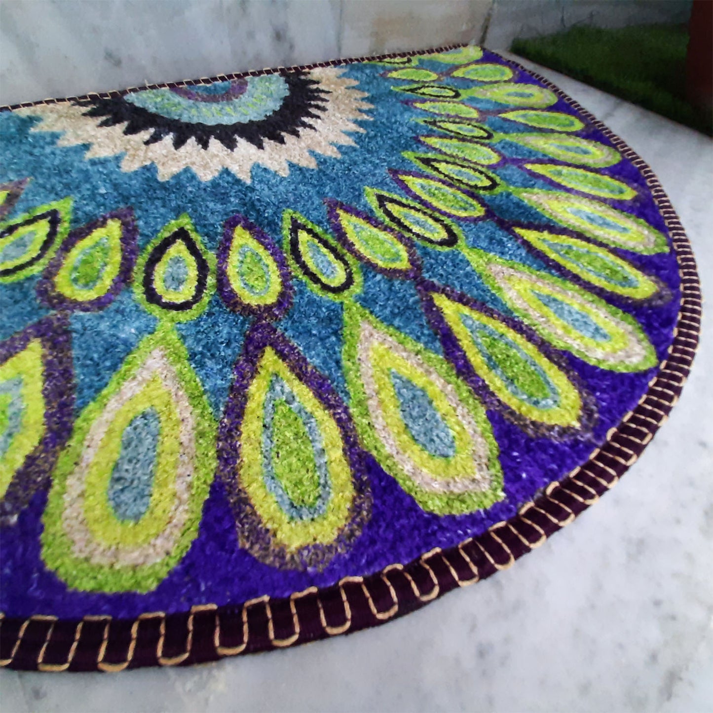 Avioni Home Floor Mats in Beautiful Peacock Rangoli Design | Anti Slip, Durable & Washable | Outdoor & Indoor