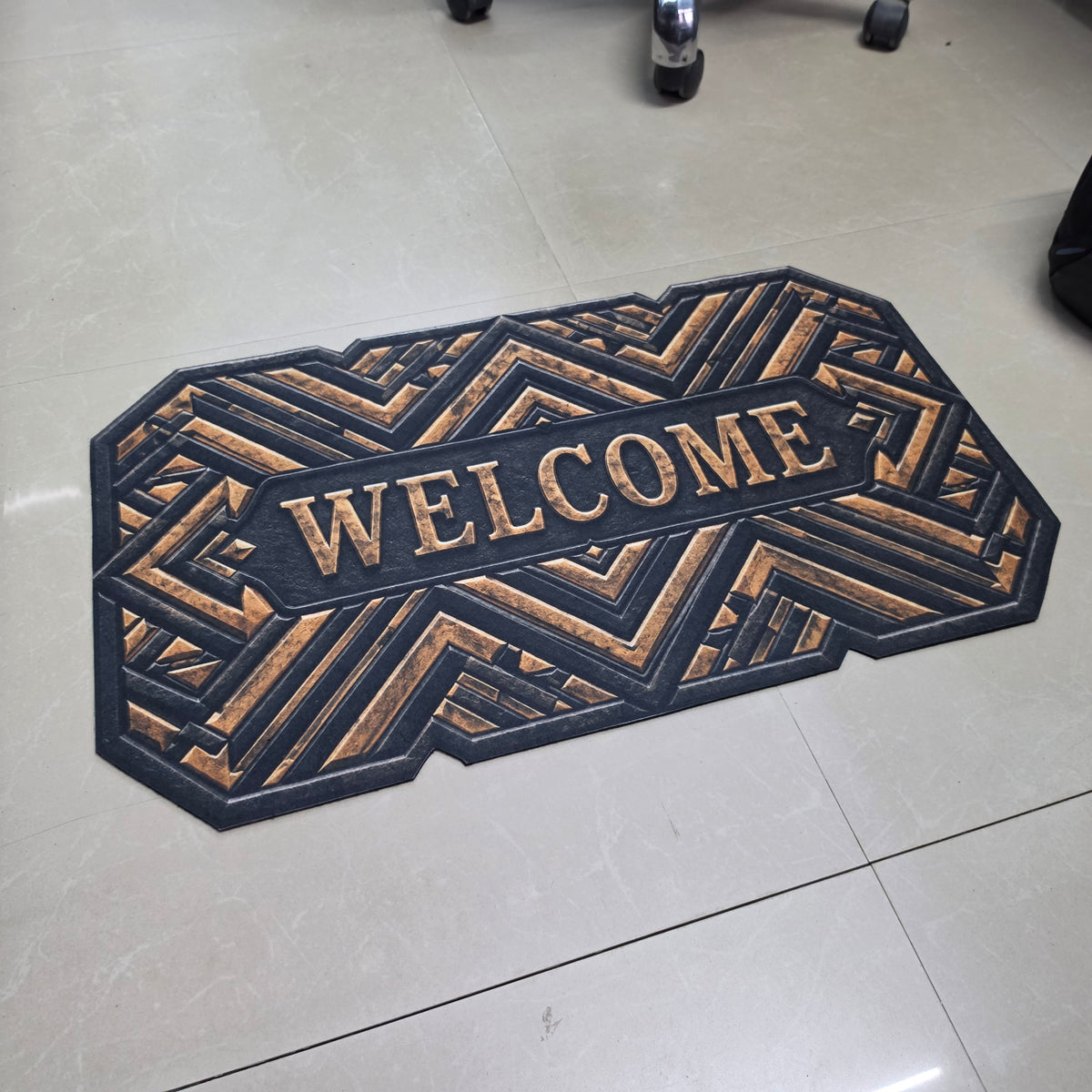 Avioni Home Elitaire Welcome Collection | Premium Art Deco Geometric Welcome Door Mat | Set of 2 or 3 | High Wear Resistance, 4mm Profile & Silicone Anti-Slip Backing | 45 × 75 cm