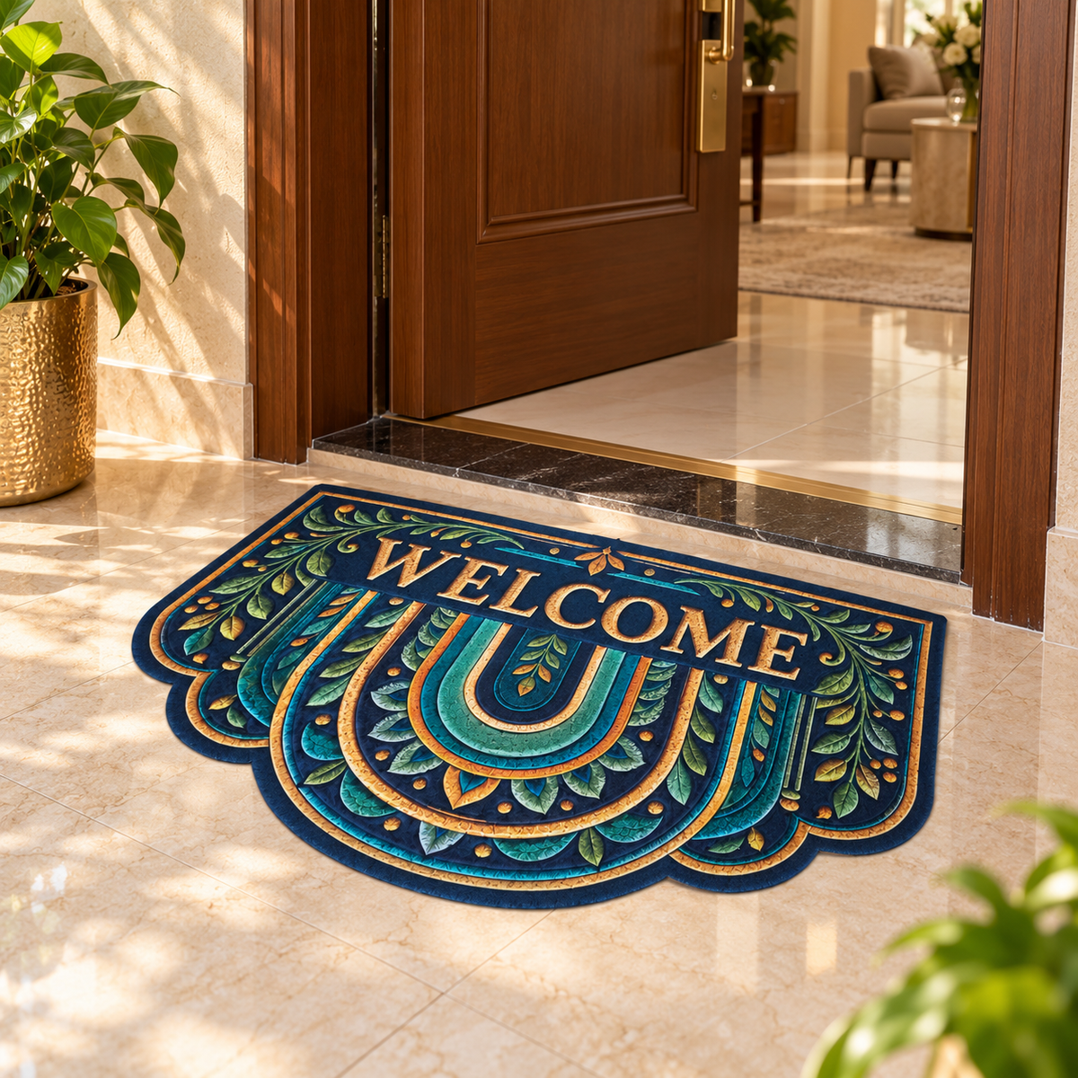 Avioni Home Welcome Floormat Collection | Premium Royal Arch Scalloped Welcome Door Mat | Set of 2 or 3 | High Wear Resistance, 4mm Profile & Silicone Anti-Slip Backing | 45 × 75 cm