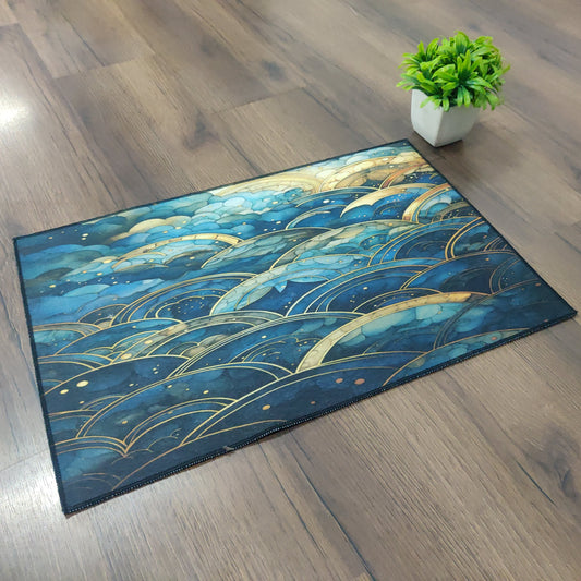 Avioni Oasis Collection |Anti-Slip, Washable, Premium Rectangular Clouds Print | Floor Mat/Bath Mat |  Bath Mats-40x60 cms (Set of 3 Pieces)