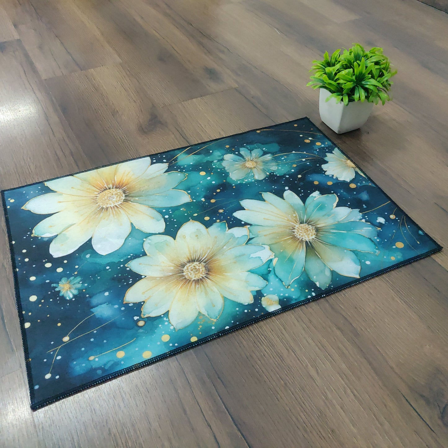 Avioni Oasis Collection |Anti-Slip, Washable, Premium Rectangular Floral Print | Floor Mat/Bath Mat |  Bath Mats-40x60 cms (Set of 3 Pieces)