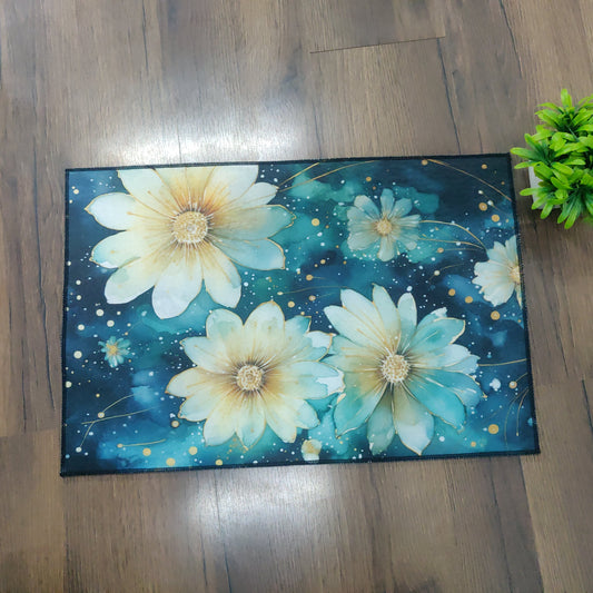 Avioni Oasis Collection |Anti-Slip, Washable, Premium Rectangular Floral Print | Floor Mat/Bath Mat |  Bath Mats-40x60 cms (Set of 3 Pieces)